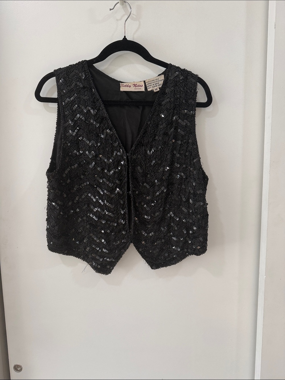 Silky Nites Black Beaded Vintage Vest